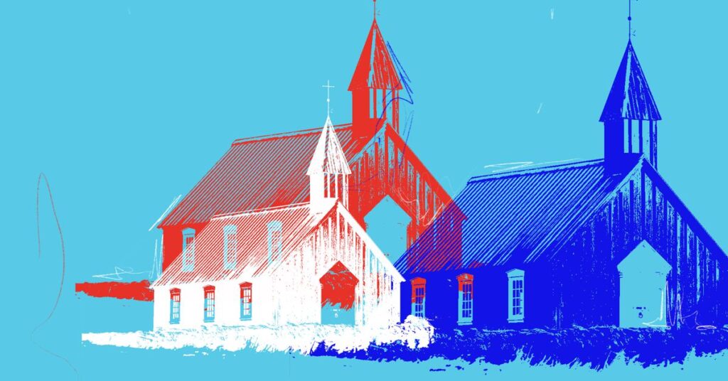 How you view organized religion may depend on your political party